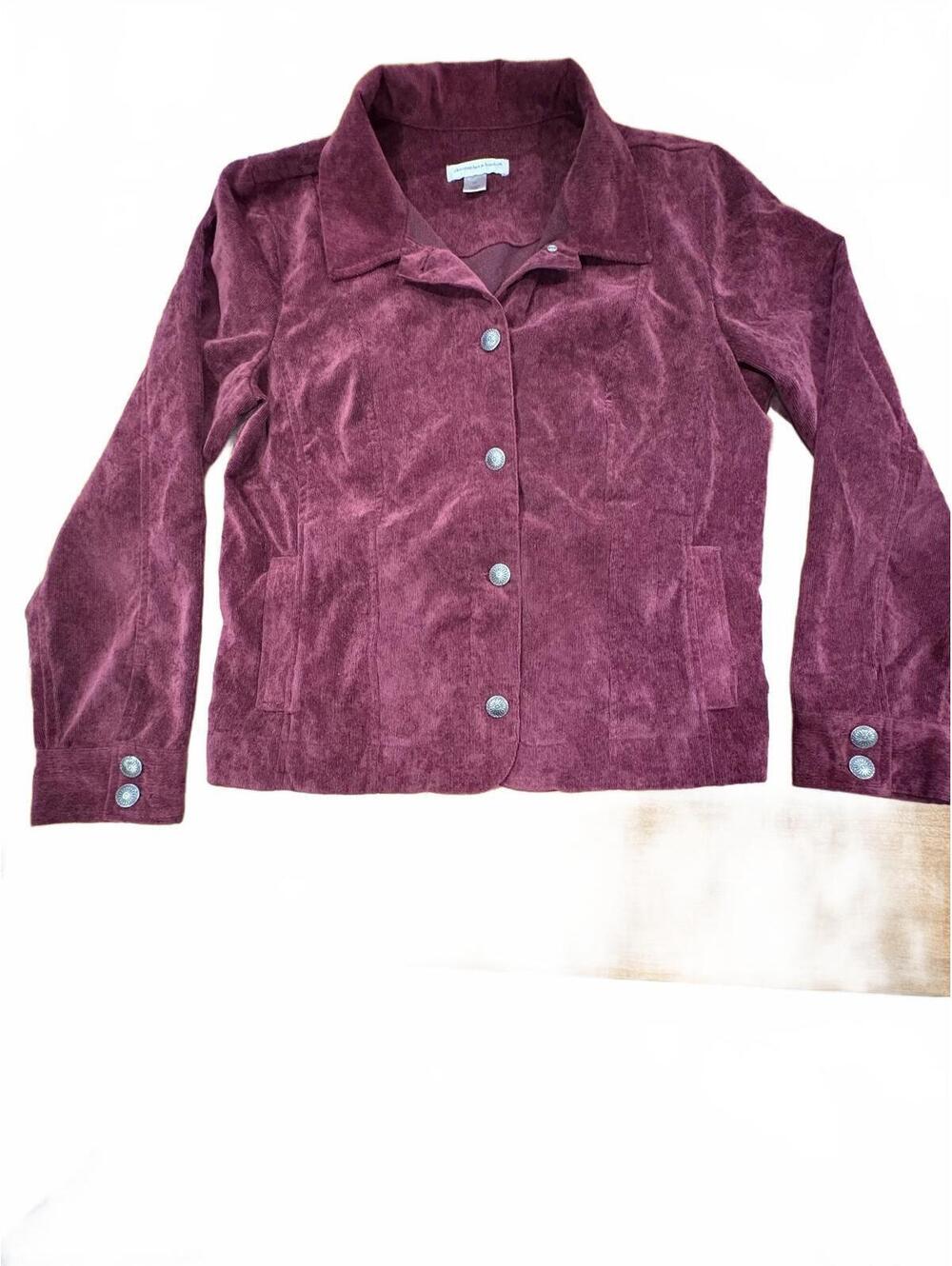 Christopher & Banks Women's Burgundy Suede Button-Up Jacket Size M
